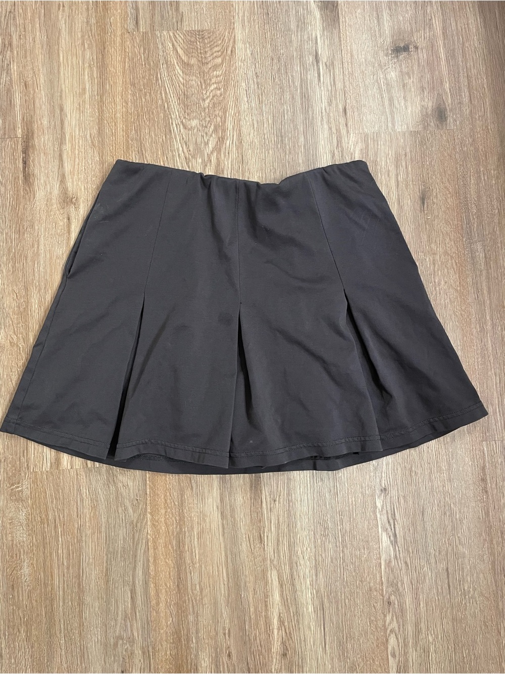 OGL Dark Gray Pleated Skater Mini Skirt